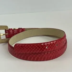 Vintage Milor Red Genuine Snake Skin  Leather Belt with Gold Buckle Milor | Accessories | Vintage Milor Genuine Snakeskin Cherry  main image 3